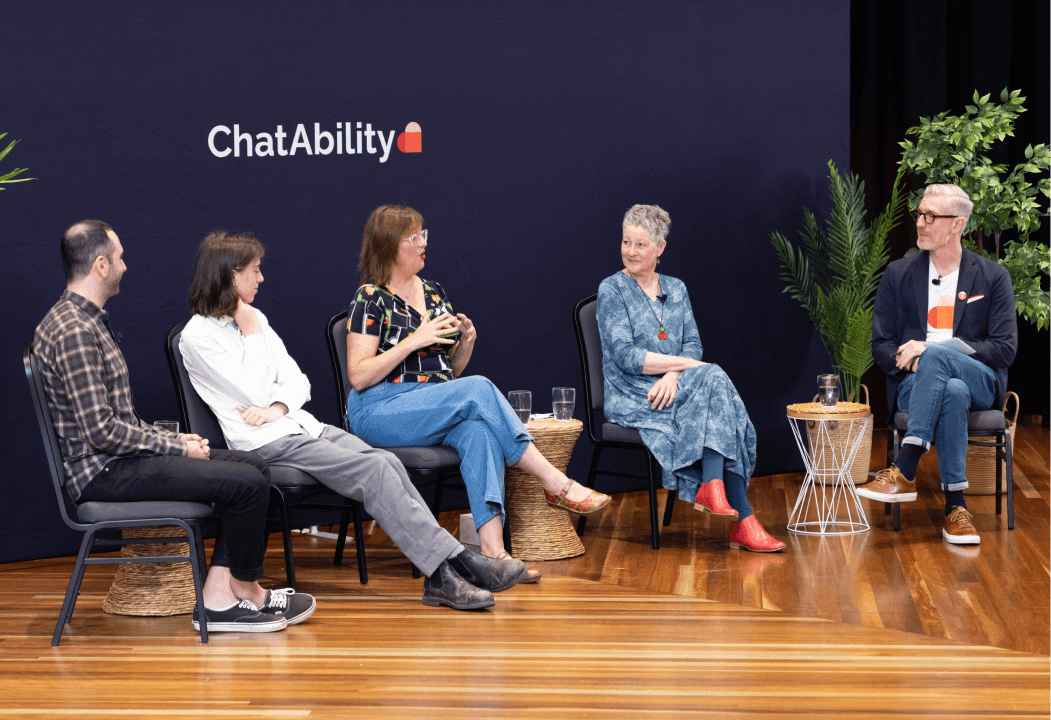 Panel of one host and four guests