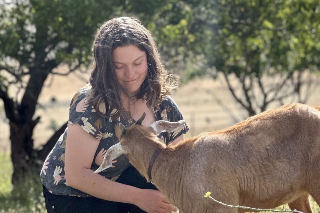 Rosie Treasure and her goat